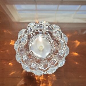 Orrefors Kostaboda Raspberry Crystal Clear Candle Holder
